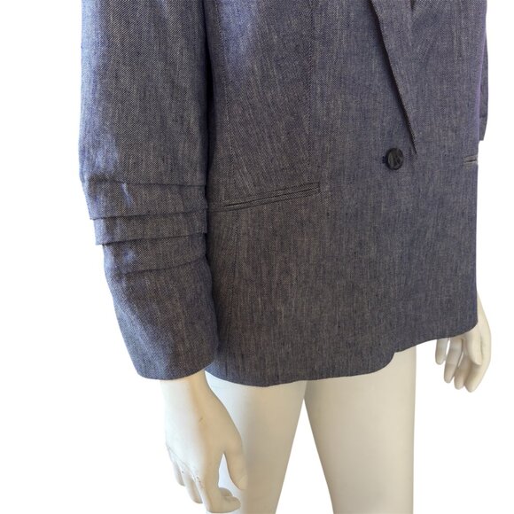 Talbots Linen Blend Blue Chambray Blazer Petite - Picture 3 of 6